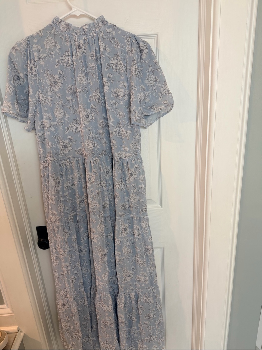 Polagram Blue Floral Tiered Maxi Dress Size Small Cottagecore Boho - Picture 6 of 7